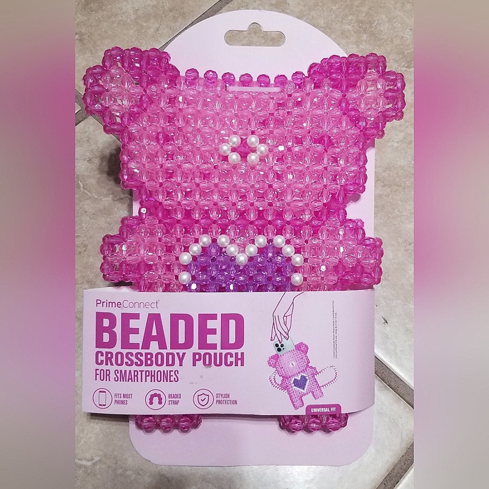PrimeConnect Beaded Teddy Bear Crossbody Pouch
